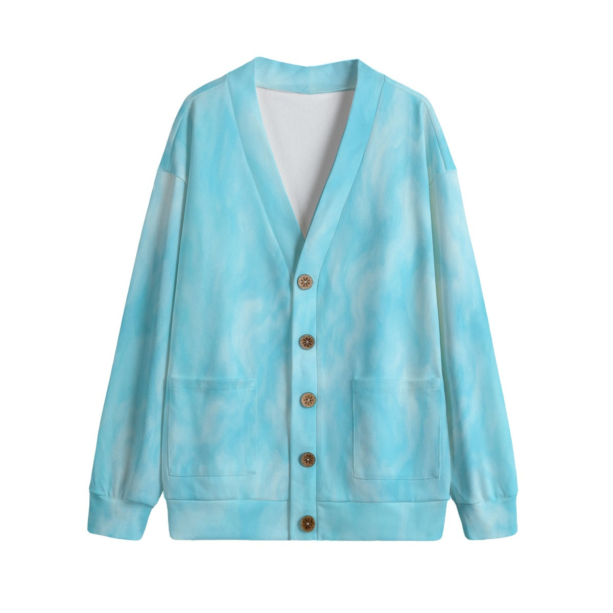 Unisex V-neck Knitted Fleece Cardigan With Button Closure