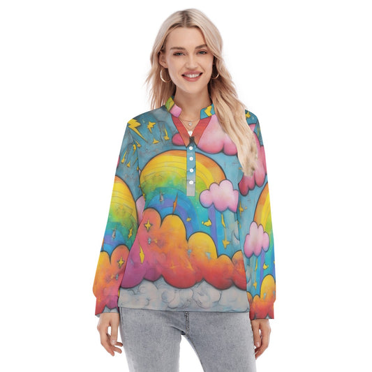 Women's Long Sleeve Blouse With Button Closure