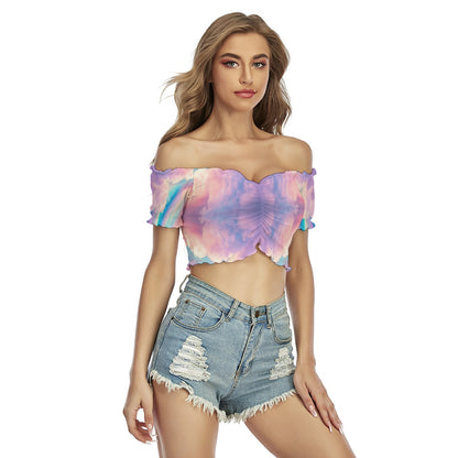 Women's One-shoulder Off-the-navel Short Sleeve T-shirt