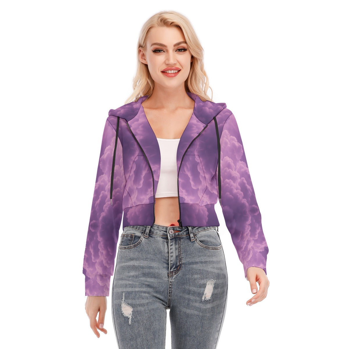 Women's Crop Top Hoodie With Zipper Closure