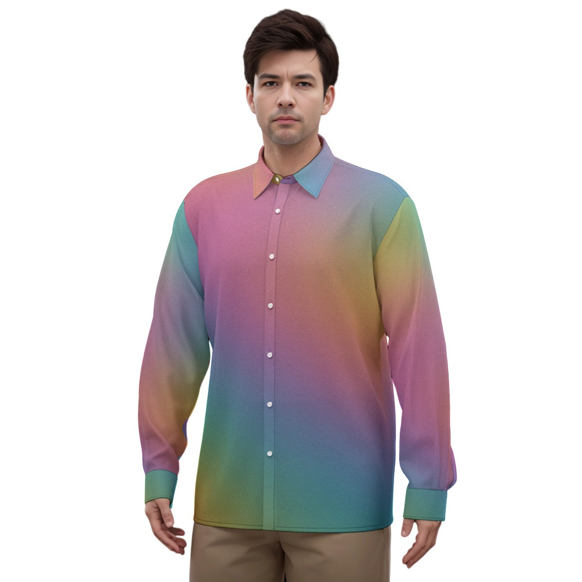 Men's Imitation Silk Long-Sleeved Shirt