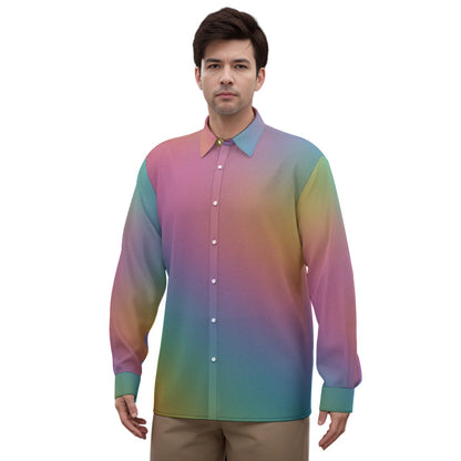 Men's Imitation Silk Long-Sleeved Shirt
