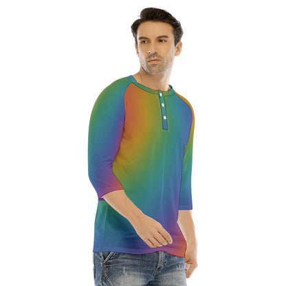 Men's Bracelet Sleeve T-shirt With Button Closure - view 2