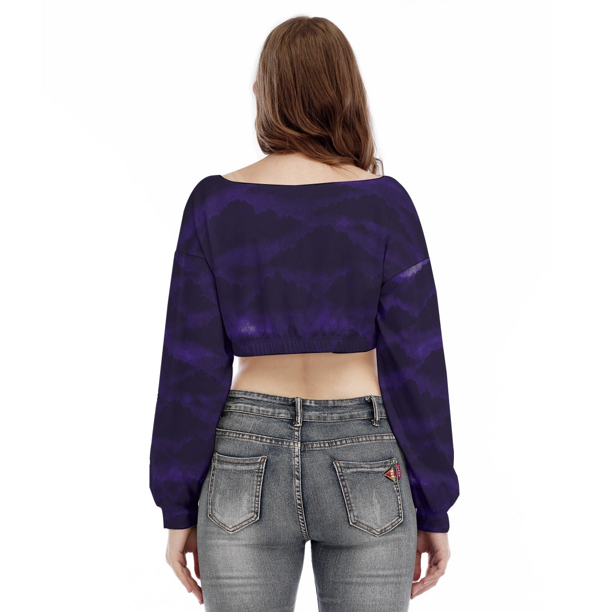 Women's V-neck Long Sleeve Cropped Sweatshirt