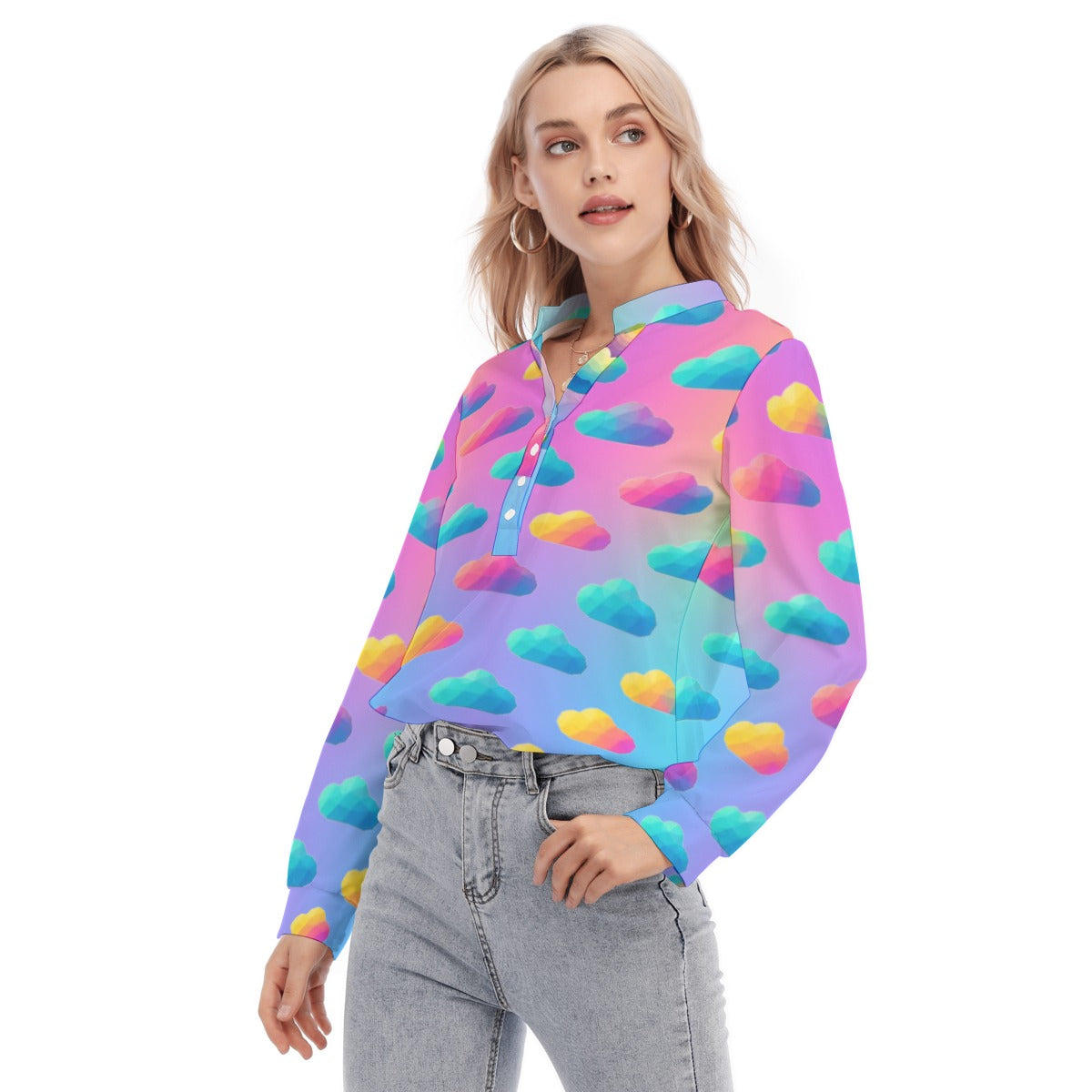 Women's Long Sleeve Blouse With Button Closure