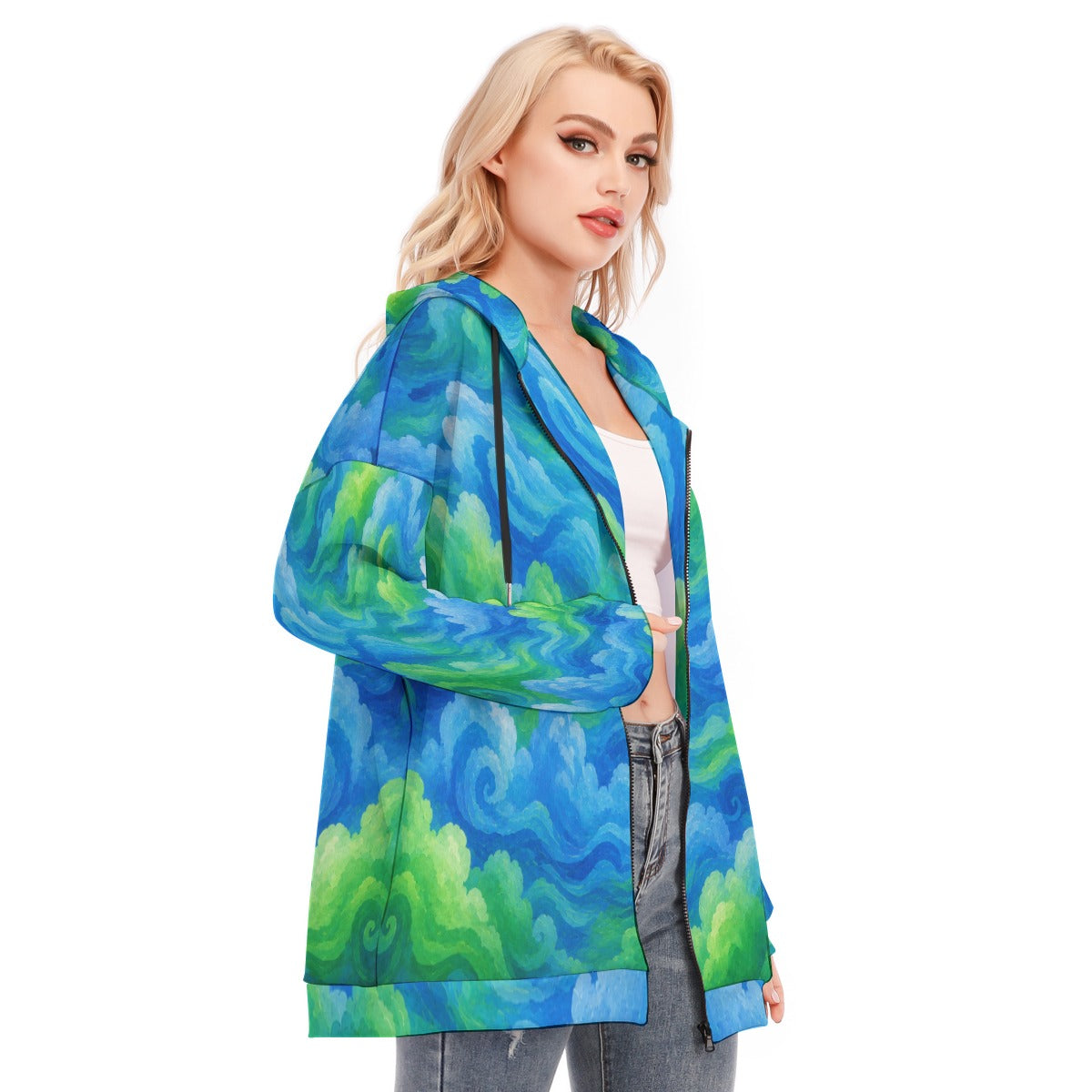 Women's Long Hoodie With Zipper Closure