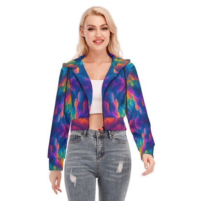 Women's Crop Top Hoodie With Zipper Closure