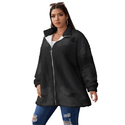 Unisex Borg Fleece Stand-up Collar Coat With Zipper Closure(Plus Size)