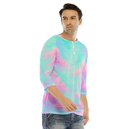 Men's Bracelet Sleeve T-shirt With Button Closure - view 2