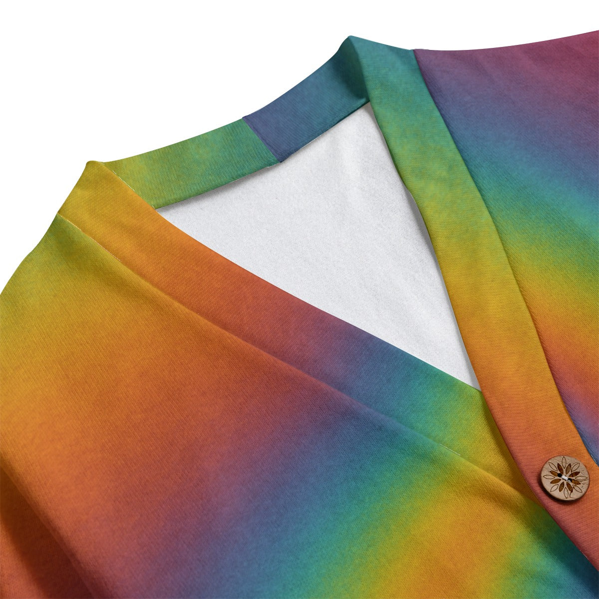 Unisex V-neck Knitted Fleece Cardigan With Button Closure