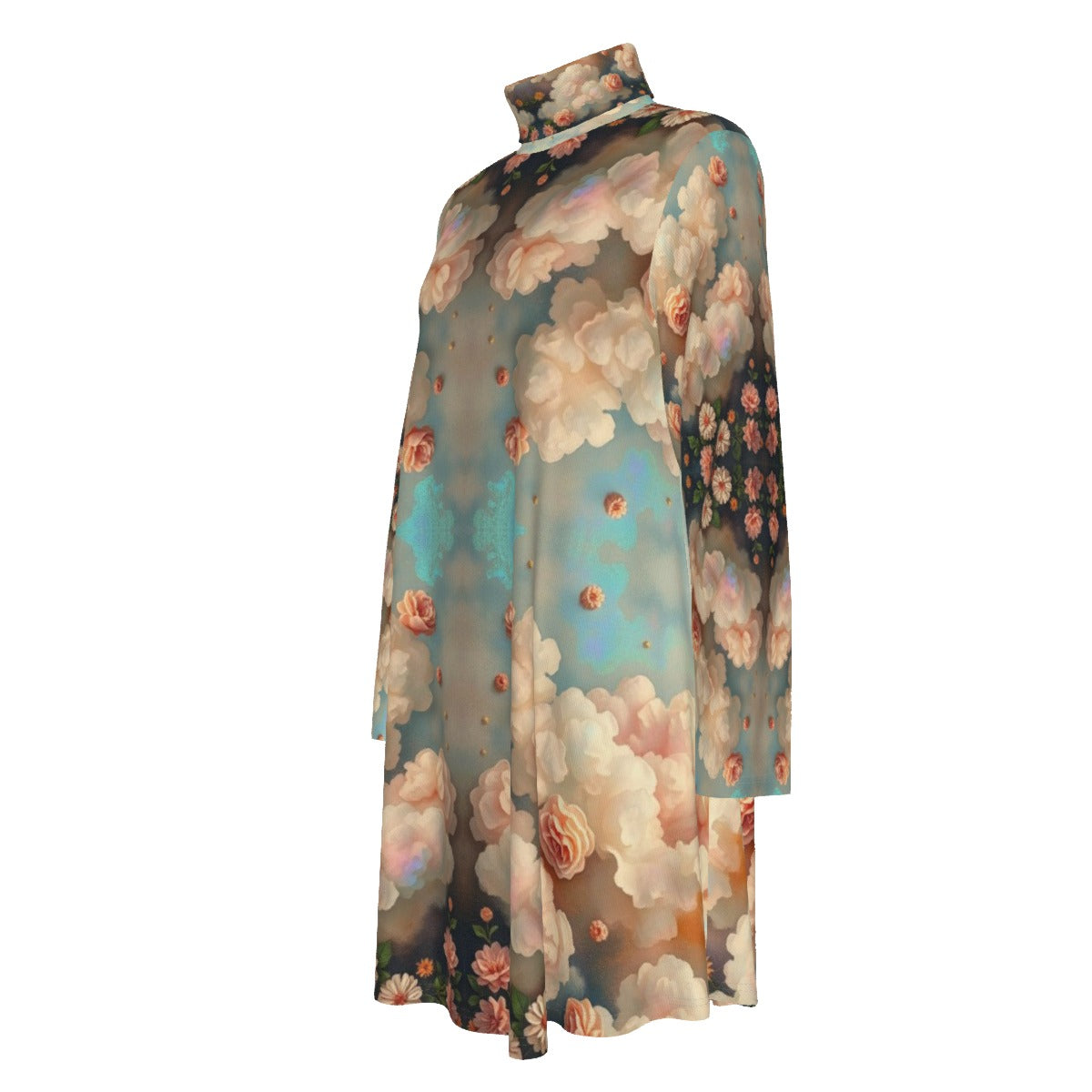 Women's High Neck Dress With Long Sleeve