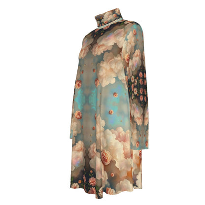 Women's High Neck Dress With Long Sleeve