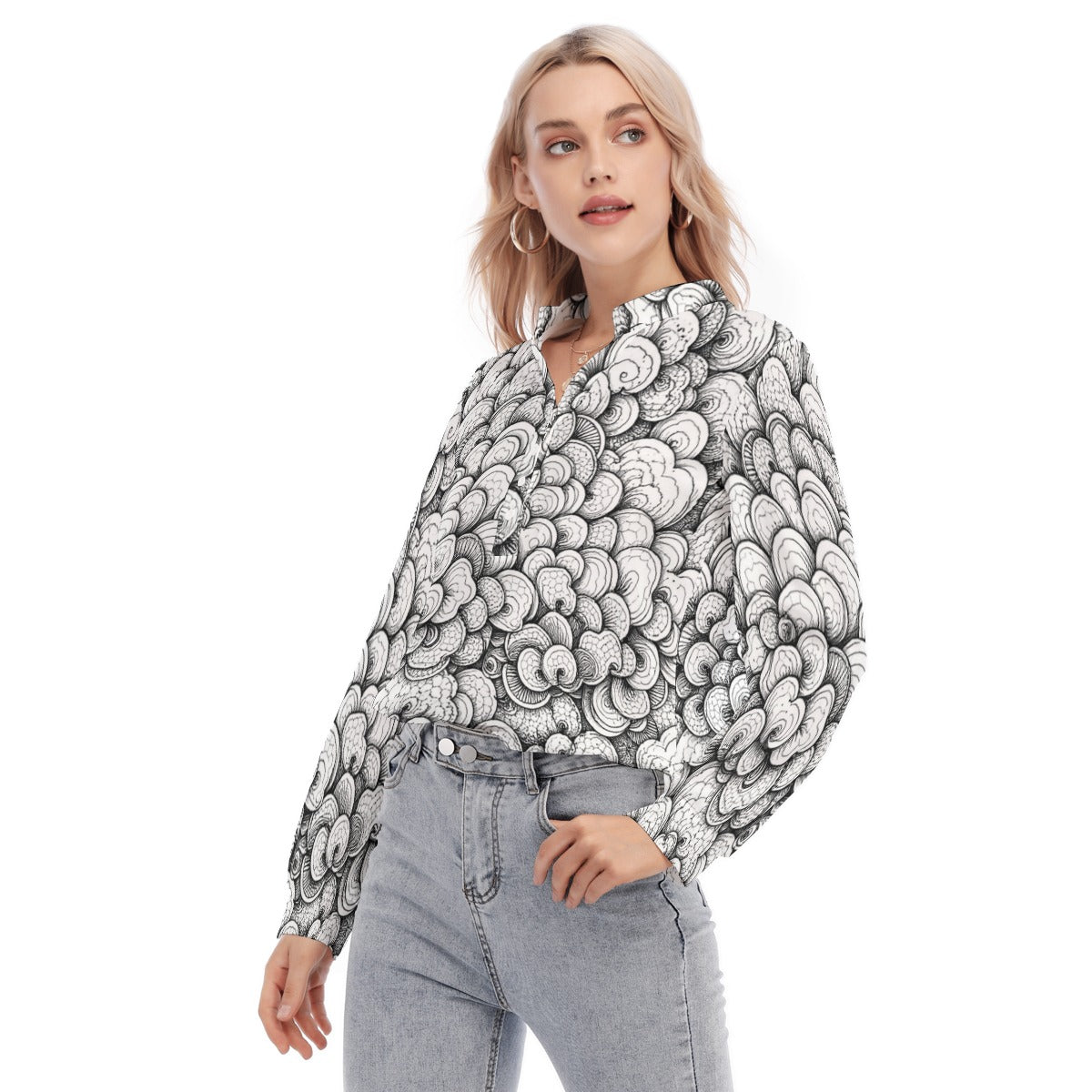 Women's Long Sleeve Blouse With Button Closure