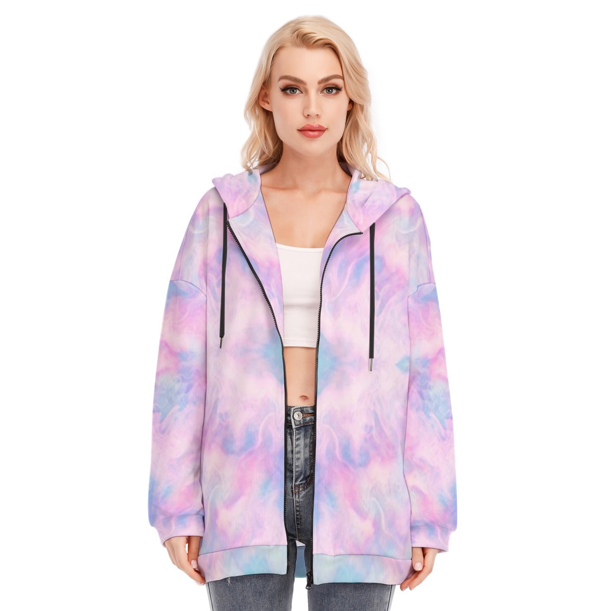 Women's Long Hoodie With Zipper Closure
