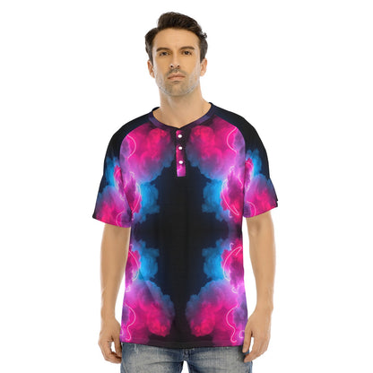 Men's Raglan Sleeve T-shirt With Button Closure