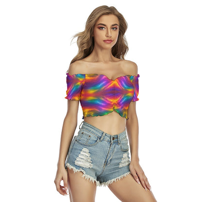Women's One-shoulder Off-the-navel Short Sleeve T-shirt