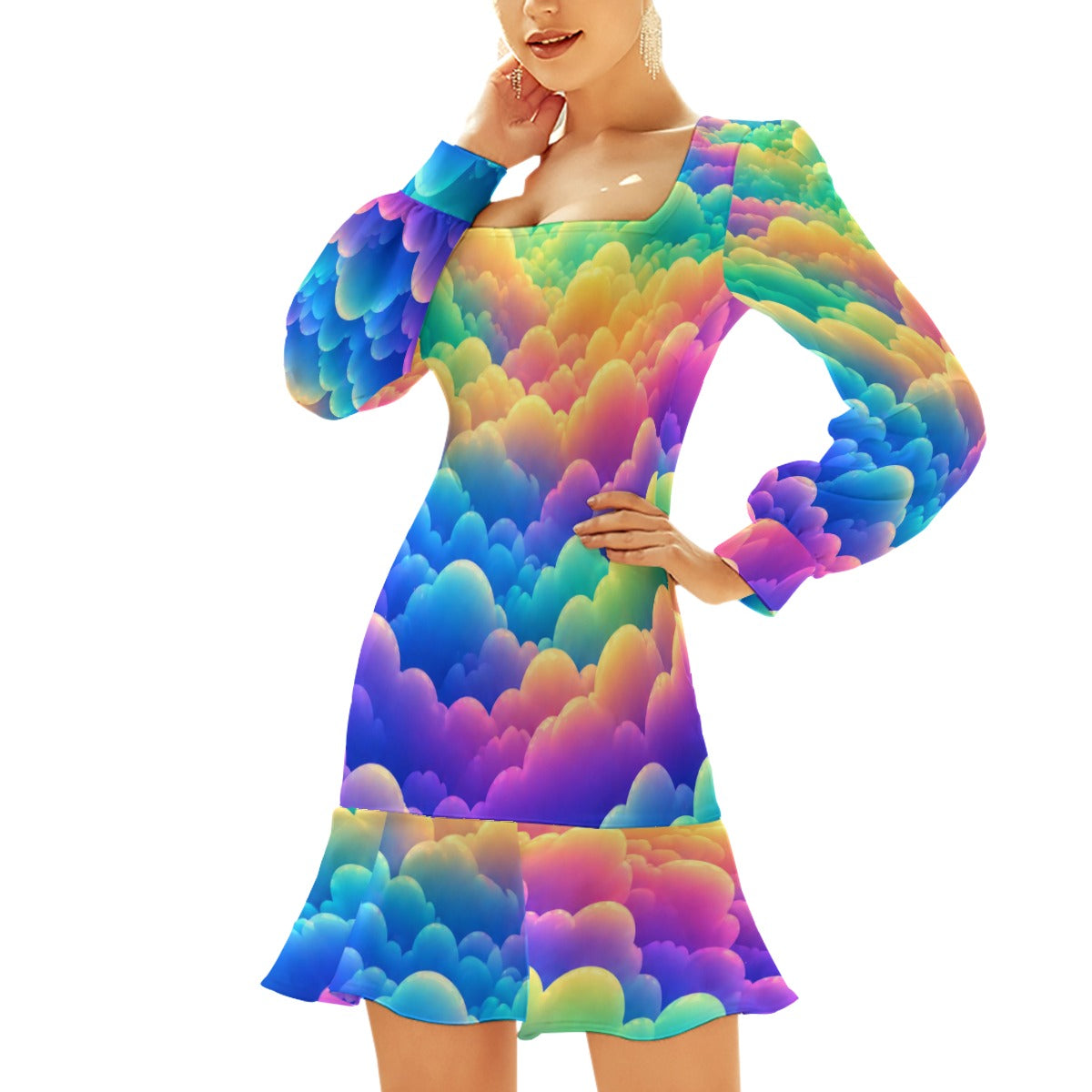 Women's Ruffle Hem Skinny Dress