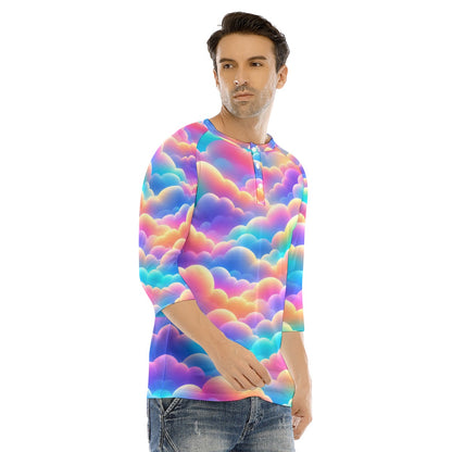 Men's Bracelet Sleeve T-shirt With Button Closure - view 2