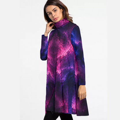 Women's High Neck Dress With Long Sleeve