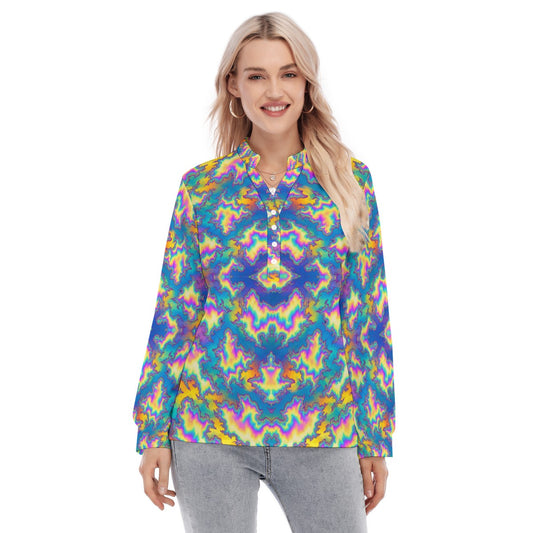 Women's Long Sleeve Blouse With Button Closure