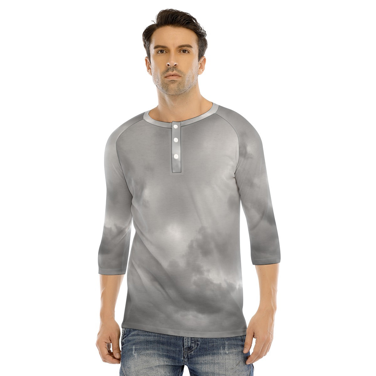 Men's Bracelet Sleeve T-shirt With Button Closure - view 1