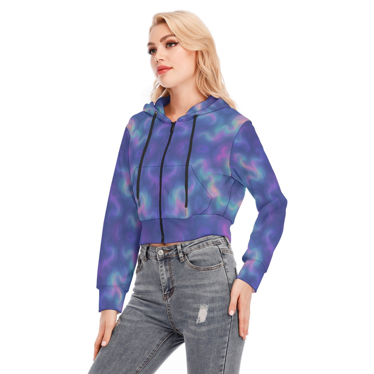 Women's Crop Top Hoodie With Zipper Closure