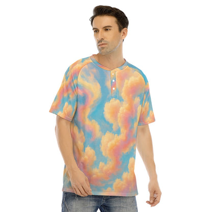 Men's Raglan Sleeve T-shirt With Button Closure