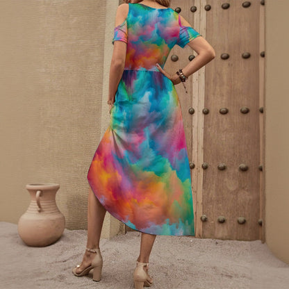 Women's V-neck Off-shoulder Dress