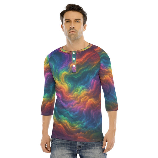 Men's Bracelet Sleeve T-shirt With Button Closure - view 1