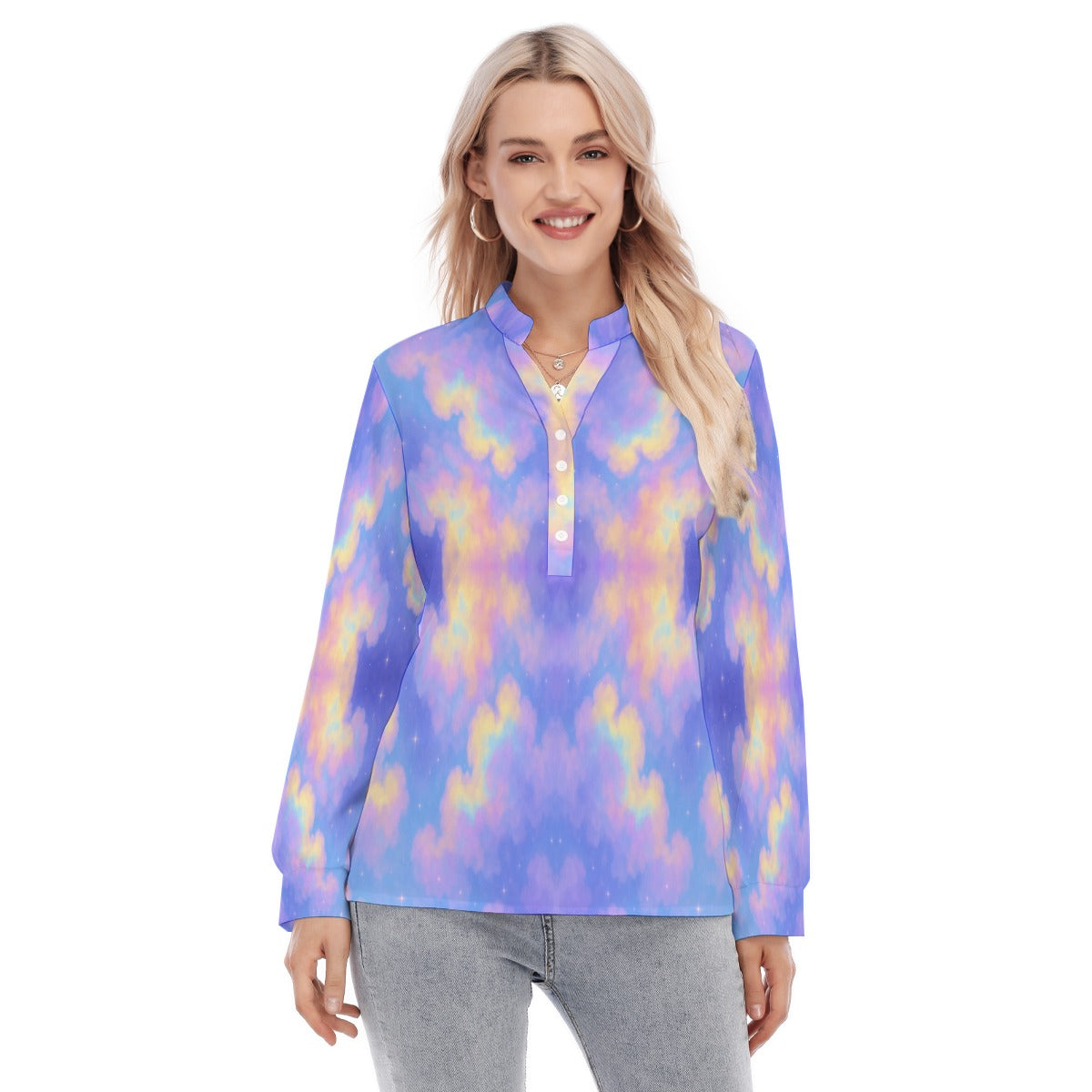 Women's Long Sleeve Blouse With Button Closure