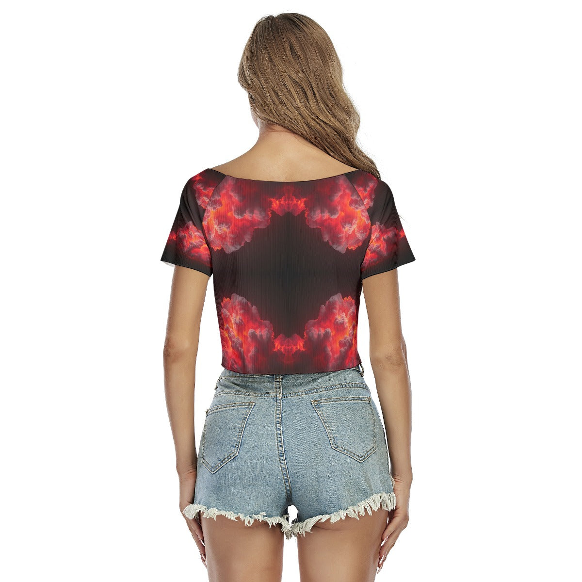 Women's Raglan Drawstring Front Crop Tee