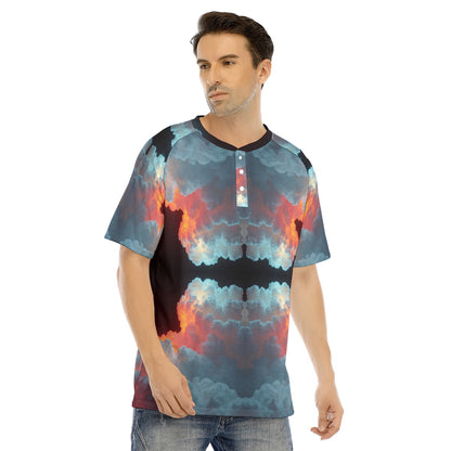 Men's Raglan Sleeve T-shirt With Button Closure