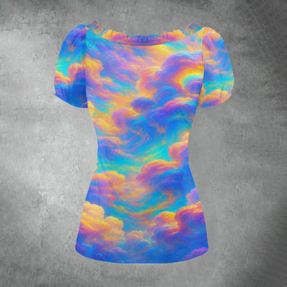 Women's Puff Sleeve Pleated Shirt