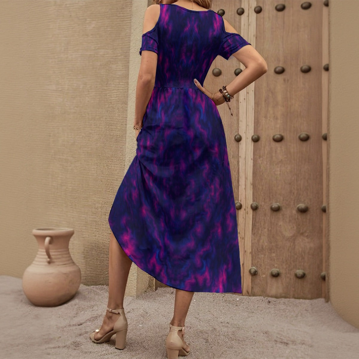 Women's V-neck Off-shoulder Dress