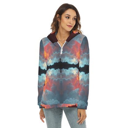 Women's Borg Fleece Hoodie With Half Zip
