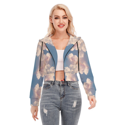 Women's Crop Top Hoodie With Zipper Closure
