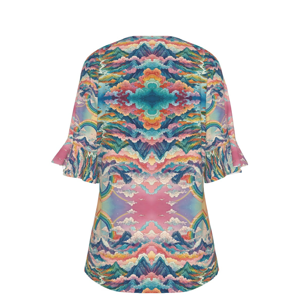 V-neck Women's T-shirt With Bell Sleeve