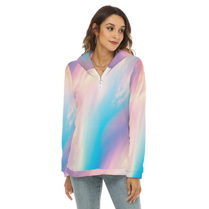 Women's Borg Fleece Hoodie With Half Zip