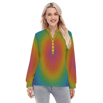 Women's Long Sleeve Blouse With Button Closure