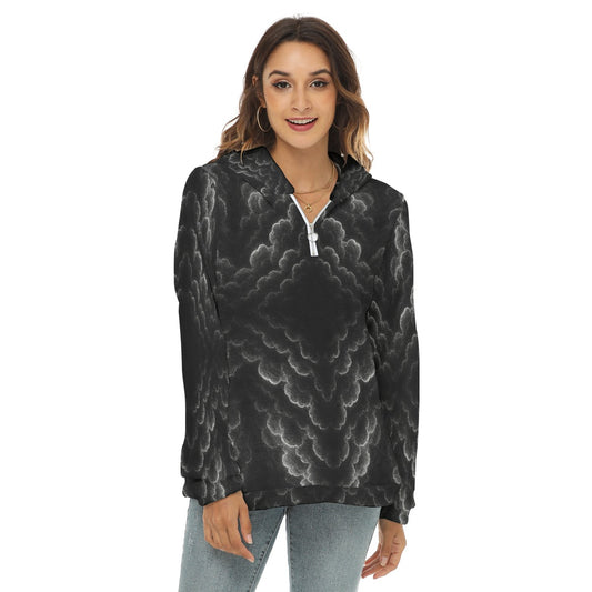 Women's Borg Fleece Hoodie With Half Zip