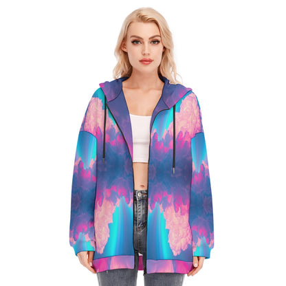 Women's Long Hoodie With Zipper Closure