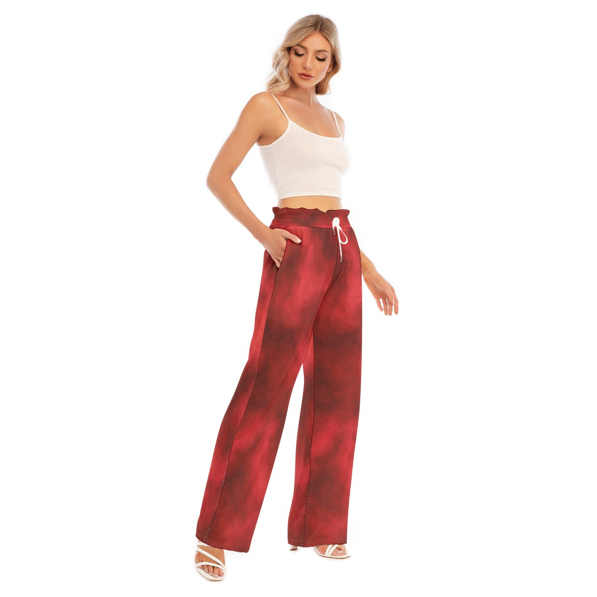 Women's Waist Fungus Edge Wide-leg Pants