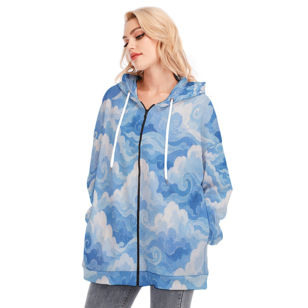 Women's Long Hoodie With Zipper Closure