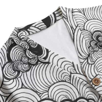 Unisex V-neck Knitted Fleece Cardigan With Button Closure