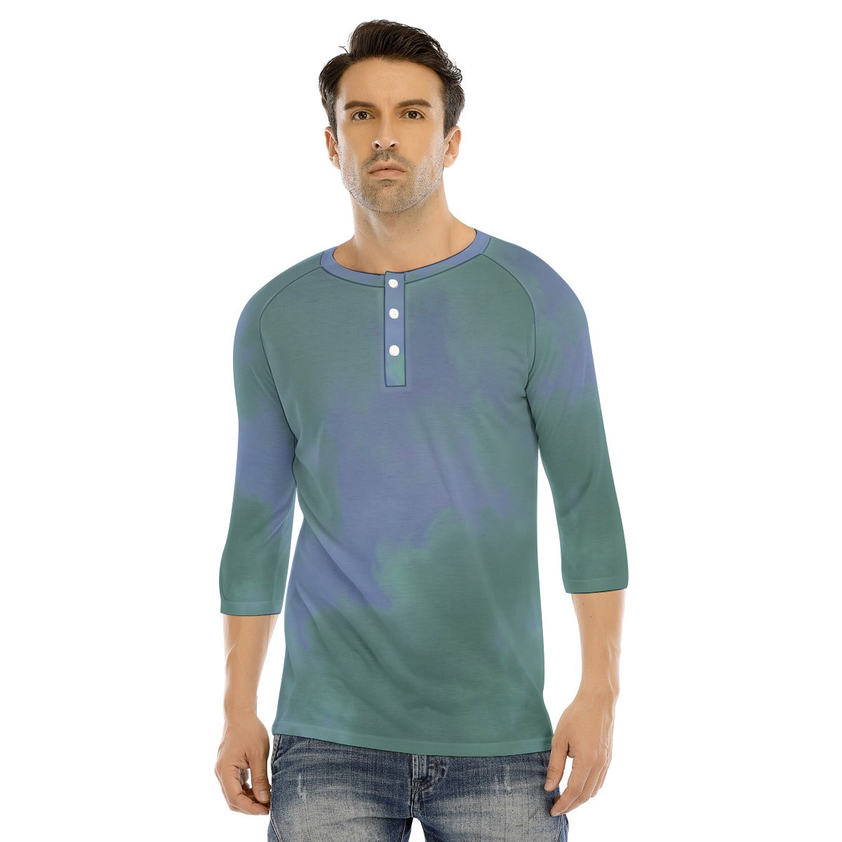 Men's Bracelet Sleeve T-shirt With Button Closure - view 1