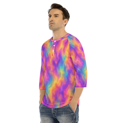 Men's Bracelet Sleeve T-shirt With Button Closure - view 3