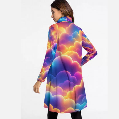 Women's High Neck Dress With Long Sleeve