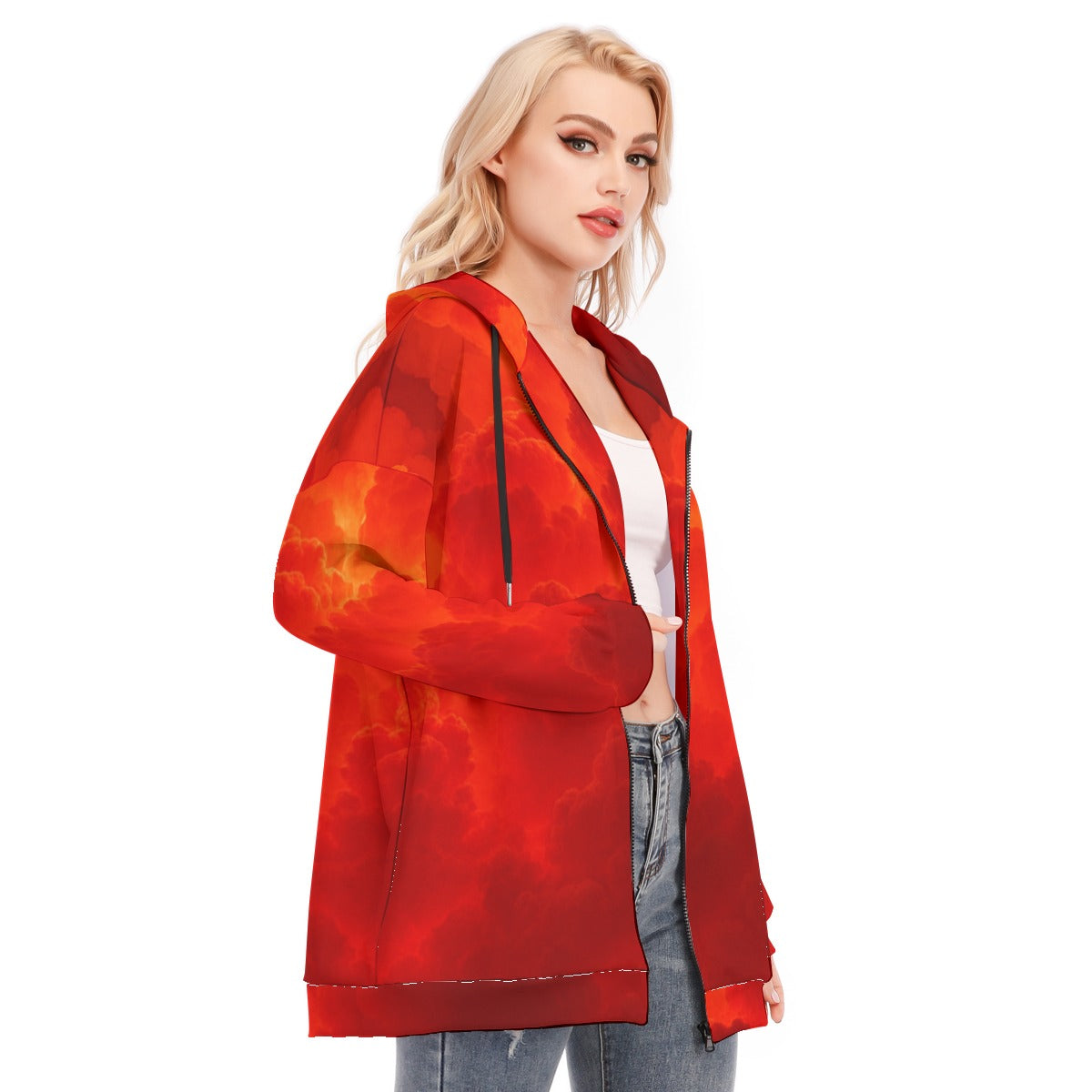 Women's Long Hoodie With Zipper Closure