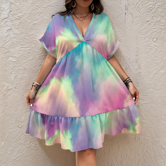 Women’s Floral V-Neck Short Sleeve Dress