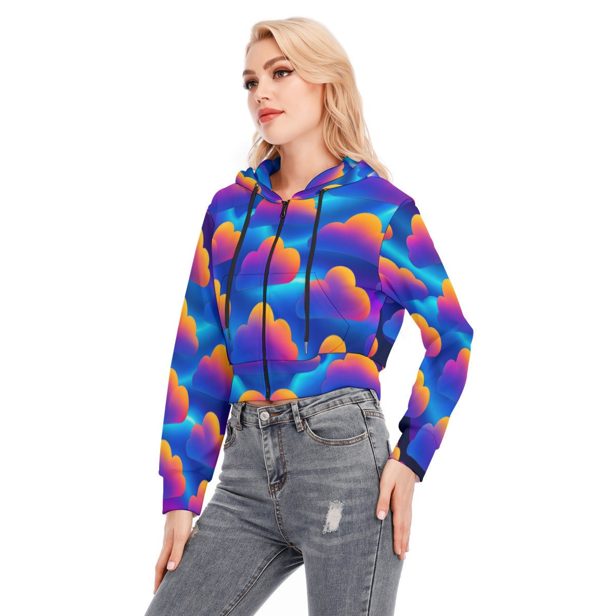 Women's Crop Top Hoodie With Zipper Closure